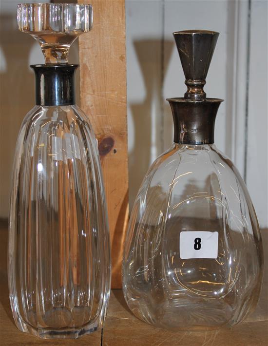 Silver topped decanters